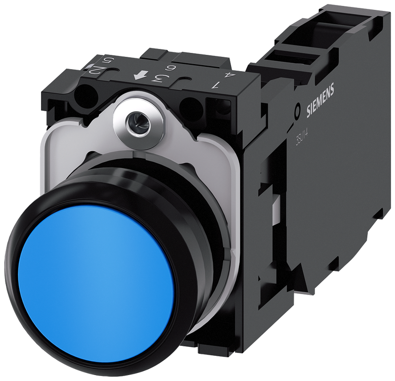 SIEMENS 3SU1100-0AB50-1FA0 Pushbutton, 22 mm, round, plastic, blue, button, 1 NO + 1 NC