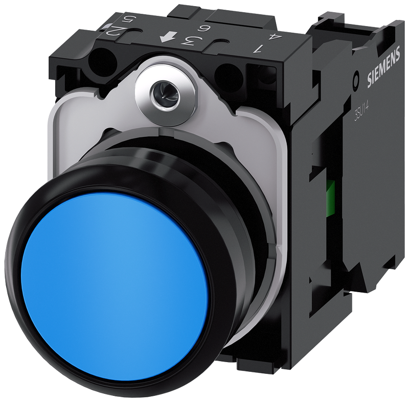 SIEMENS 3SU1100-0AB50-1BA0 Pushbutton, 22 mm, round, plastic, blue, button, 1 NO