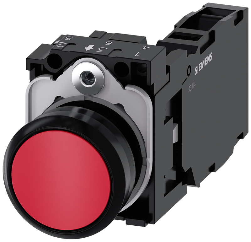 SIEMENS 3SU1100-0AB20-1FA0 Pushbutton, 22 mm, round, plastic, red, button, 1 NO + 1 NC