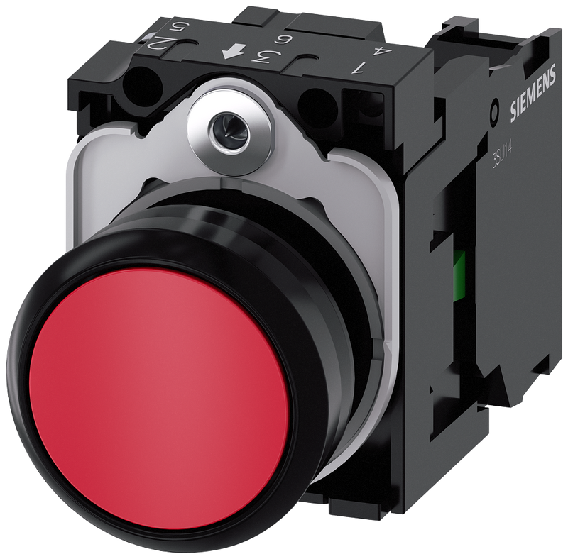 SIEMENS 3SU1100-0AB20-1BA0 Pushbutton, 22 mm, round, plastic, red, button, 1 NO
