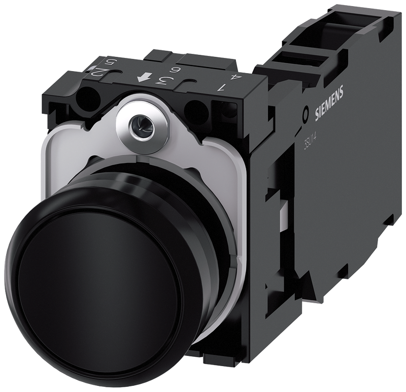 SIEMENS 3SU1100-0AB10-1FA0 Pushbutton, 22 mm, round, plastic, black, button, 1 NO + 1 NC