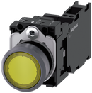 SIEMENS 3SU1132-0AB30-3FA0 Pushbutton illuminated 22 m round metal front ring yellow button 1 NO + 1 NC 24 V AC/DC