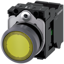 SIEMENS 3SU1132-0AB30-3BA0 Pushbutton illuminated 22 m round metal front ring yellow button 1 NO 24 V AC/DC