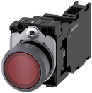 SIEMENS 3SU1132-0AB20-3FA0 Pushbutton illuminated 22 m round metal front ring red button 1 NO + 1 NC 24 V AC/DC