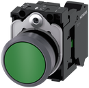 SIEMENS 3SU1130-0AB40-3BA0 Pushbutton, 22 mm, round, plastic with metal front ring, green, button, 1 NO