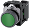 SIEMENS 3SU1130-0AB40-3BA0 Pushbutton, 22 mm, round, plastic with metal front ring, green, button, 1 NO