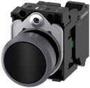 SIEMENS 3SU1130-0AB10-3BA0 Pushbutton, 22 mm, round, plastic with metal front ring, black, button, 1 NO
