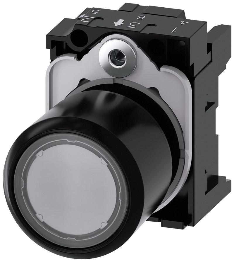 SIEMENS 3SU1201-0EB70-0AA0 Pushbutton, illuminated, 22 mm, round, plastic, clear, button