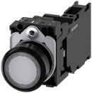 SIEMENS 3SU1102-0AB70-3FA0 Pushbutton, illuminated, 22 mm, round, plastic, clear, 1 NO + 1 NC, 24 V AC/DC