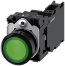 SIEMENS 3SU1102-0AB40-3FA0 Pushbutton, illuminated, 22 mm, round, plastic, green, 1 NO + 1 NC, 24 V AC/DC
