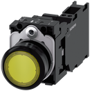 SIEMENS 3SU1102-0AB30-3FA0 Pushbutton, illuminated, 22 mm, round, plastic, yellow, 1 NO + 1 NC, 24 V AC/DC