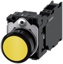 SIEMENS 3SU1100-0AB30-3FA0 Pushbutton, 22 mm, round, plastic, yellow, button, 1 NO + 1 NC