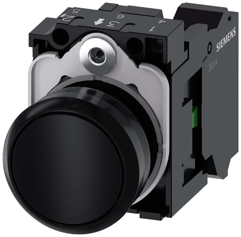 SIEMENS 3SU1100-0AB10-3BA0 Pushbutton, 22 mm, round, plastic, black, button, 1 NO