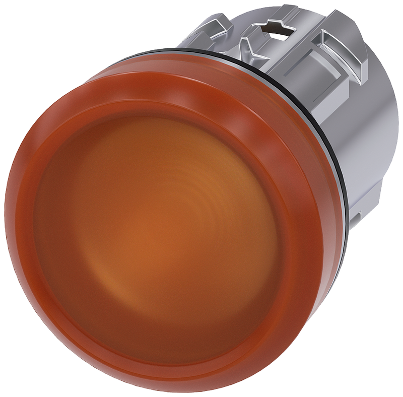 Siemens 3SU1051-6AA00-0AA0 Indicator lights, 22 mm, round, metal, shiny, amber, lens, smooth