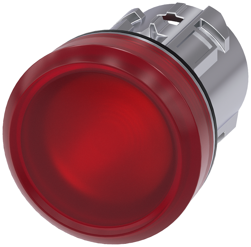 SIEMENS 3SU1051-6AA20-0AA0 Indicator light, 22 mm, round, metal, high gloss, red, lens, smooth