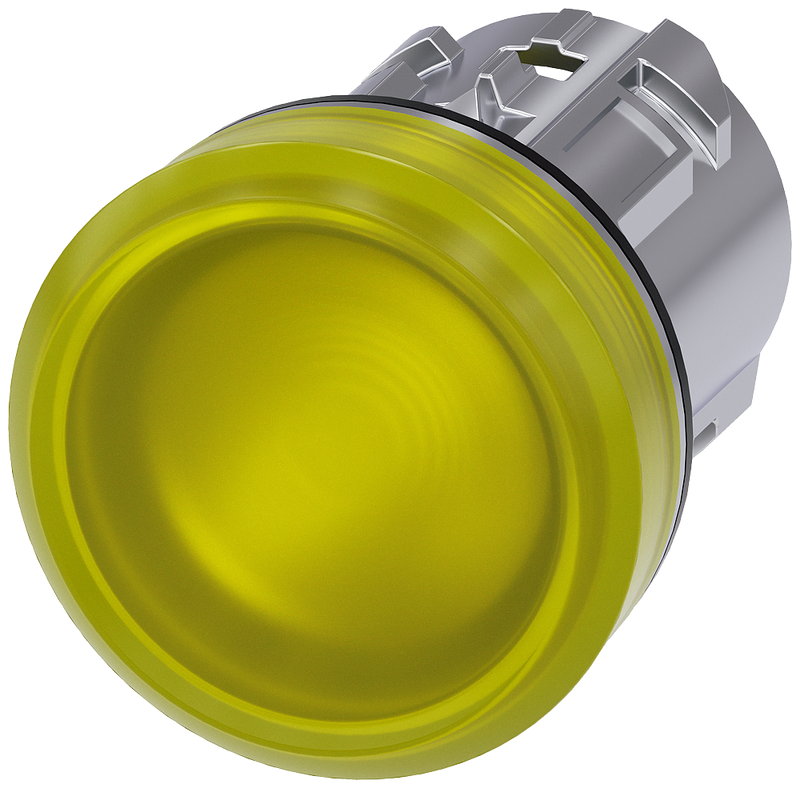 SIEMENS 3SU1051-6AA30-0AA0 Indicator light, 22 mm, round, metal, high gloss, yellow, lens, smooth