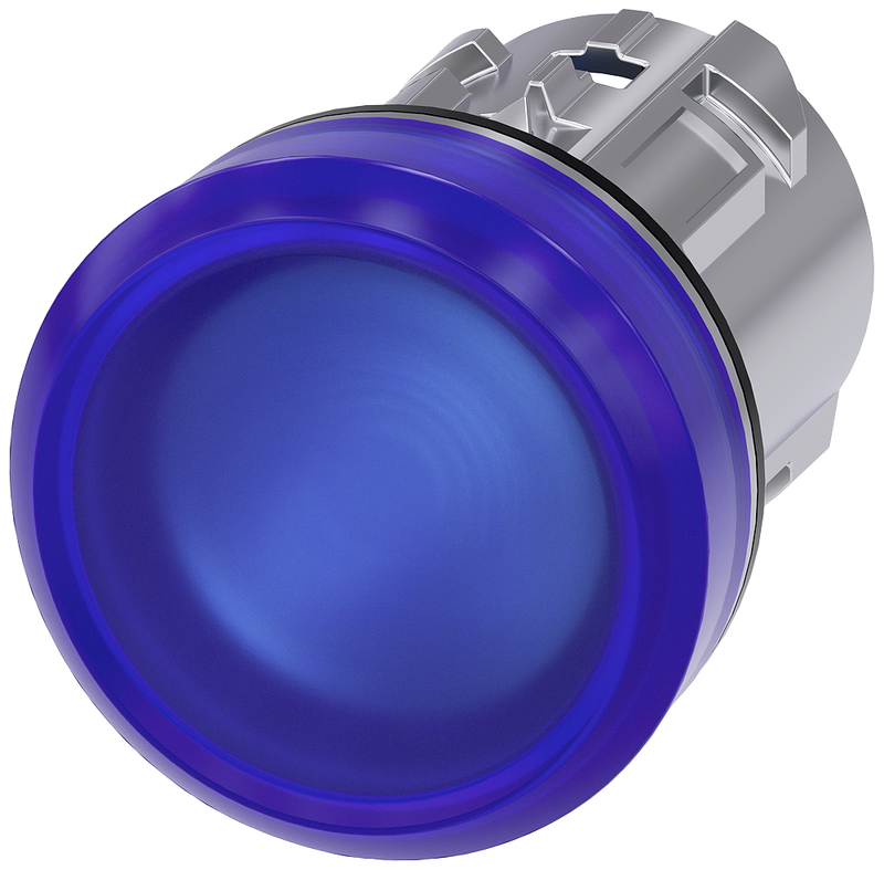 SIEMENS 3SU1051-6AA50-0AA0 Indicator light, 22 mm, round, metal, high gloss, blue, lens, smooth