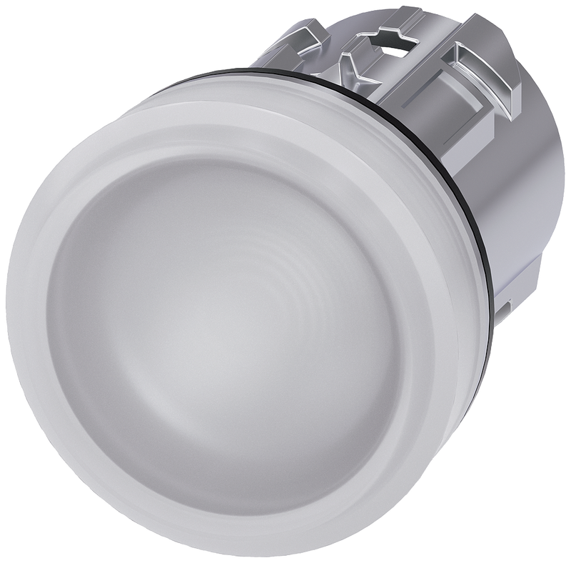 SIEMENS 3SU1051-6AA60-0AA0 Indicator light, 22 mm, round, metal, high gloss, white, lens, smooth