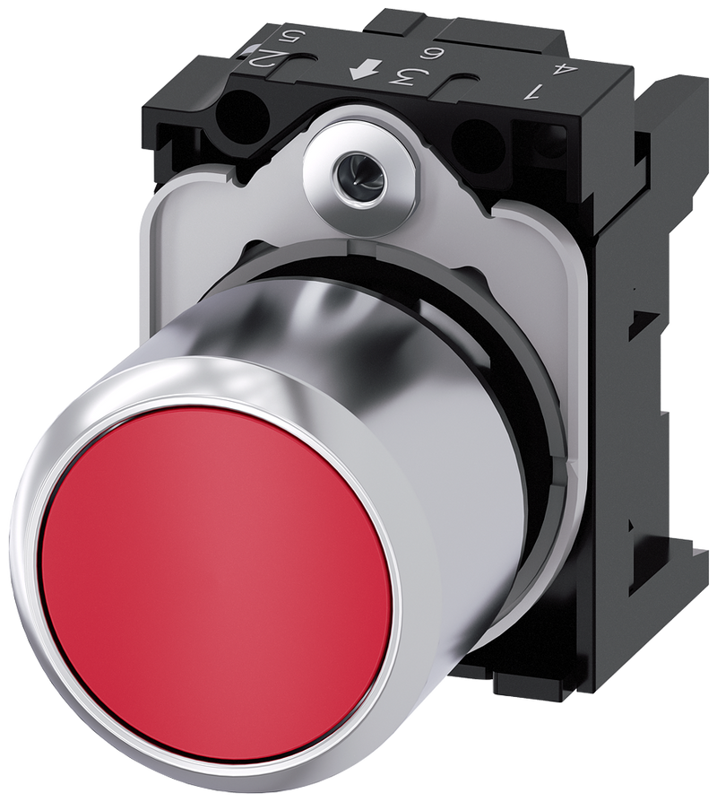 SIEMENS 3SU1250-0EB20-0AA0 Pushbutton, 22 mm, round, metal, high gloss, red, button