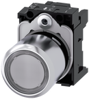 SIEMENS 3SU1251-0EB70-0AA0 Pushbutton, illuminated, 22 mm, round, metal, high gloss, clear
