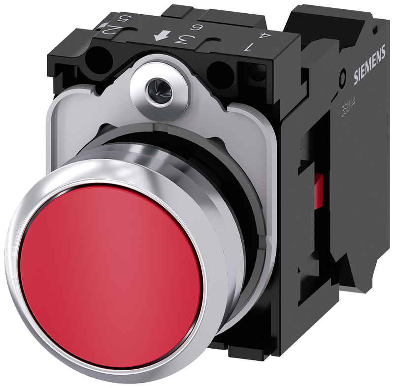 SIEMENS 3SU1150-0AB20-3CA0 Pushbutton, 22 mm, round, metal, high gloss, red, button, 1 NC