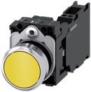SIEMENS 3SU1150-0AB30-3FA0 Pushbutton, 22 mm, round, metal, high gloss, yellow, button, 1 NO + 1 NC