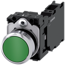 SIEMENS 3SU1150-0AB40-3FA0 Pushbutton, 22 mm, round, metal, high gloss, green, button, 1 NO + 1 NC