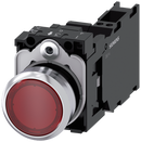 SIEMENS 3SU1152-0AB20-3FA0 Pushbutton, illuminated, 22 mm, round, metal, high gloss, red, button, 1 NO + 1 NC