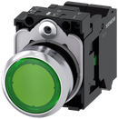 SIEMENS 3SU1152-0AB40-3BA0 Pushbutton, illuminated, 22 mm, round, metal, high gloss, green, button, 1 NO