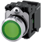SIEMENS 3SU1152-0AB40-3BA0 Pushbutton, illuminated, 22 mm, round, metal, high gloss, green, button, 1 NO
