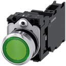 SIEMENS 3SU1152-0AB40-3FA0 Pushbutton, illuminated, 22 mm, round, metal, high gloss, green, button, 1 NO + 1 NC