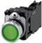 SIEMENS 3SU1152-0AB40-3FA0 Pushbutton, illuminated, 22 mm, round, metal, high gloss, green, button, 1 NO + 1 NC