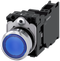 SIEMENS 3SU1152-0AB50-3FA0 Pushbutton, illuminated, 22 mm, round, metal, high gloss, blue, button, 1 NO + 1 NC