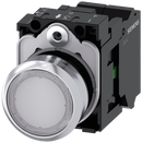 SIEMENS 3SU1152-0AB60-3BA0 Pushbutton, illuminated, 22 mm, round, metal, high gloss, white, button, 1 NO