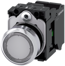 SIEMENS 3SU1152-0AB70-3BA0 Pushbutton, illuminated, 22 mm, round, metal, high gloss, clear, button, 1 NO
