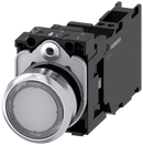 SIEMENS 3SU1152-0AB70-3FA0 Pushbutton, illuminated, 22 mm, round, metal, high gloss, clear, button, 1 NO + 1 NC