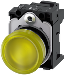 SIEMENS 3SU1152-6AA30-3AA0 Indicator light, 22 mm, round, metal, high gloss, yellow, lens, smooth, 24 V AC/DC
