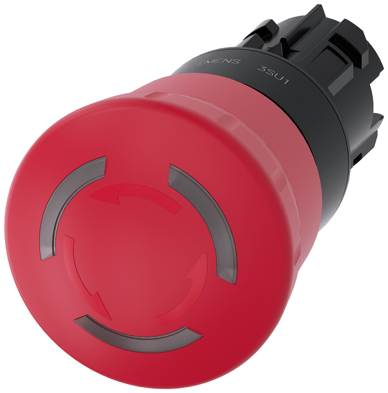 SIEMENS 3SU1001-1HB20-0AA0 Emergency stop mushroom pushbutton, illuminated, 22 mm, round, plastic, red, 40 mm