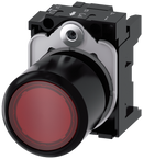 SIEMENS 3SU1201-0EB20-0AA0 Pushbutton, illuminated, 22 mm, round, plastic, red transparent, button
