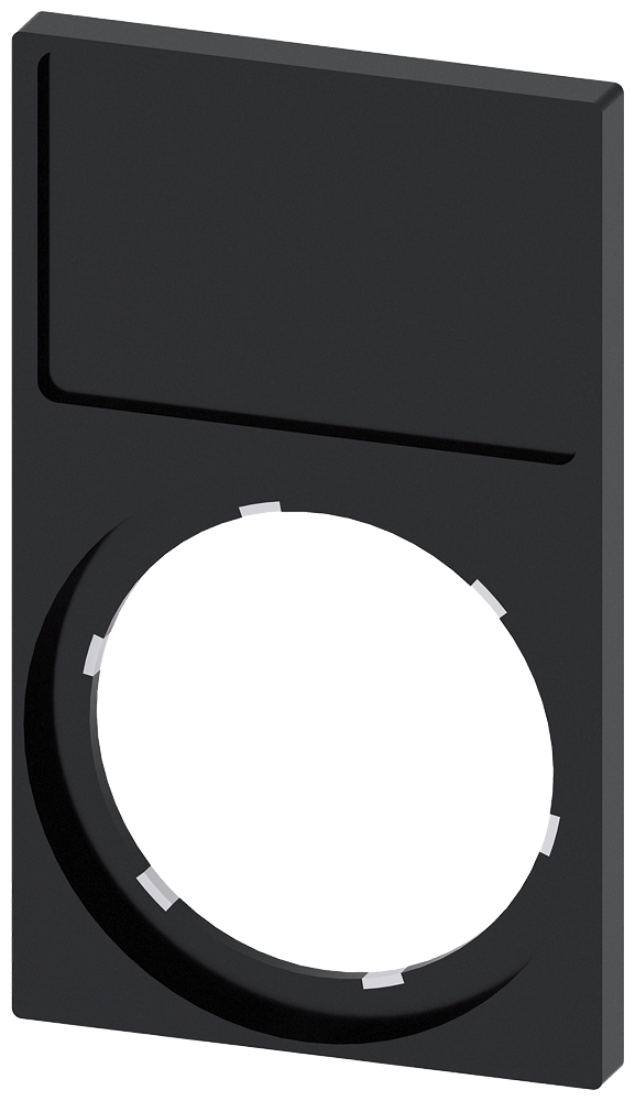 Siemens 3SU1900-0AP10-0AA0 Label holder, 22mm, frame rectangular at the bottom, black, for labeling plate 17.5 mm x 27 mm, for gluing