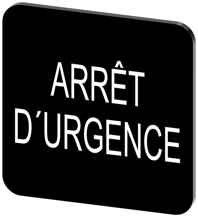 SIEMENS 3SU1900-0AF16-0GQ0 Labeling plate 22x22 mm, black label: Arret DURGENCE