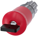 SIEMENS 3SU1050-1HU20-0AA0 Emergency stop mushroom pushbutton, 22 mm, round, metal, shiny, red, with Siemens lock