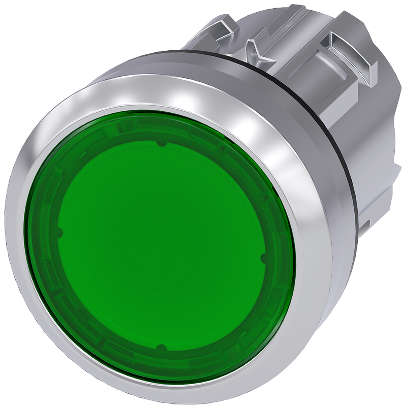 SIEMENS 3SU1051-0AB40-0AA0 Pushbutton, illuminated, 22 mm, round, metal, high gloss, green, button