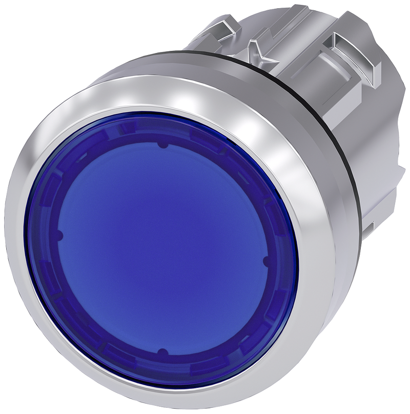 SIEMENS 3SU1051-0AA50-0AA0 Pushbutton, illuminated, 22 mm, round, metal, high gloss, blue, button