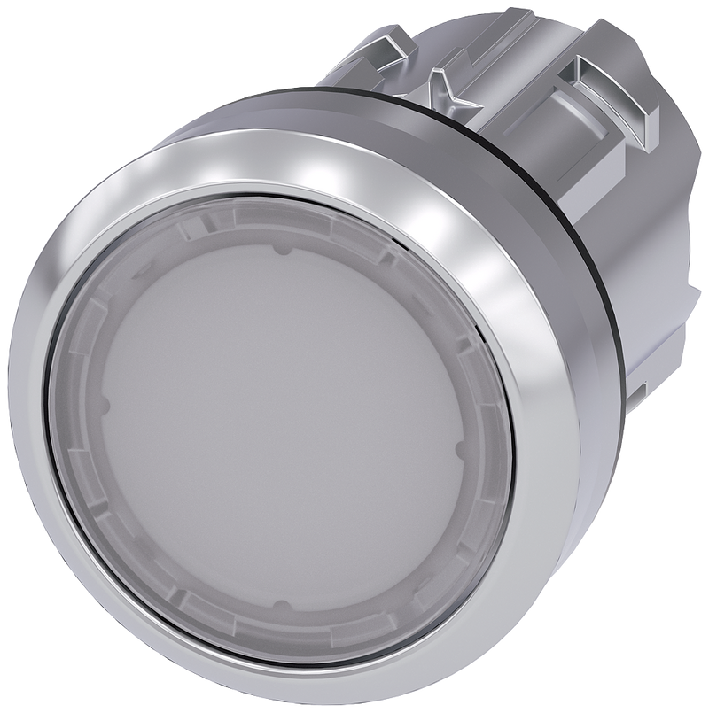 SIEMENS 3SU1051-0AB60-0AA0 Pushbutton, illuminated, 22 mm, round, metal, high gloss, white, button
