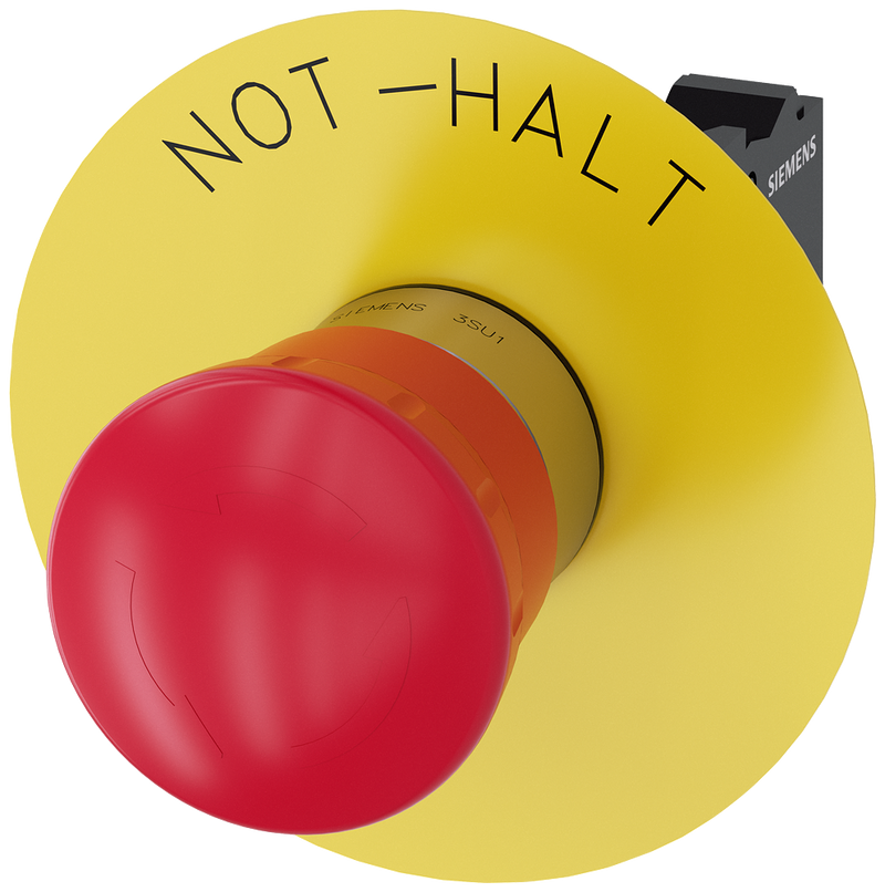 SIEMENS 3SU1150-1HB20-3CH0 Emergency stop mushroom pushbutton, 22 mm, round, metal, high gloss, red, 1 NC