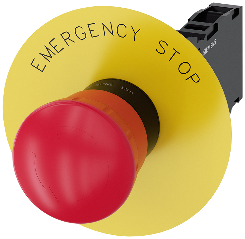 SIEMENS 3SU1100-1HB20-1FG0 Emergency stop mushroom pushbutton, 22 mm, round, plastic, red, 1 NO + 1 NC