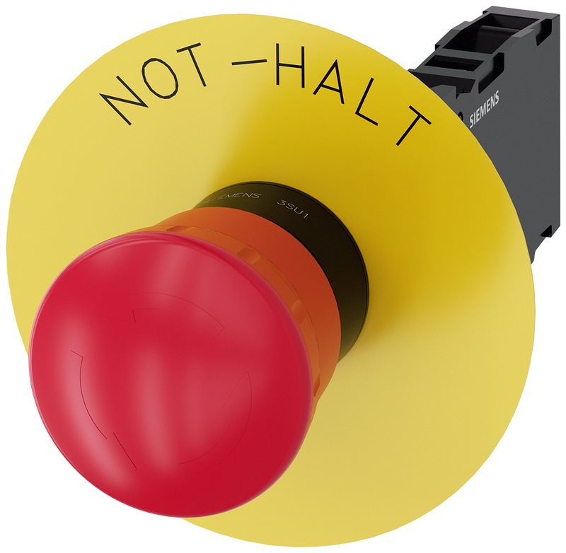 SIEMENS 3SU1100-1HB20-1FH0 Emergency stop mushroom pushbutton, 22 mm, round, plastic, red, 1 NO + 1 NC
