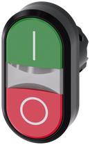 SIEMENS 3SU1000-3AB42-0AK0 Twin pushbutton, 22 mm, round, plastic, green: I, red: O
