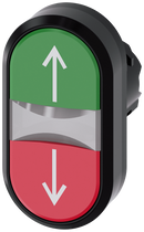 SIEMENS 3SU1001-3AB42-0AN0 Twin pushbutton, illuminated, 22 mm, round, plastic, green: top, red: bottom